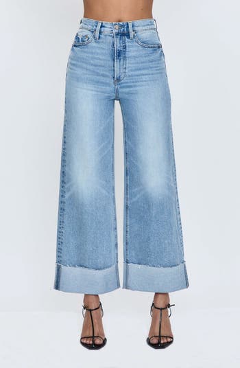 Lana Raw Hem Ankle Wide Leg Jeans