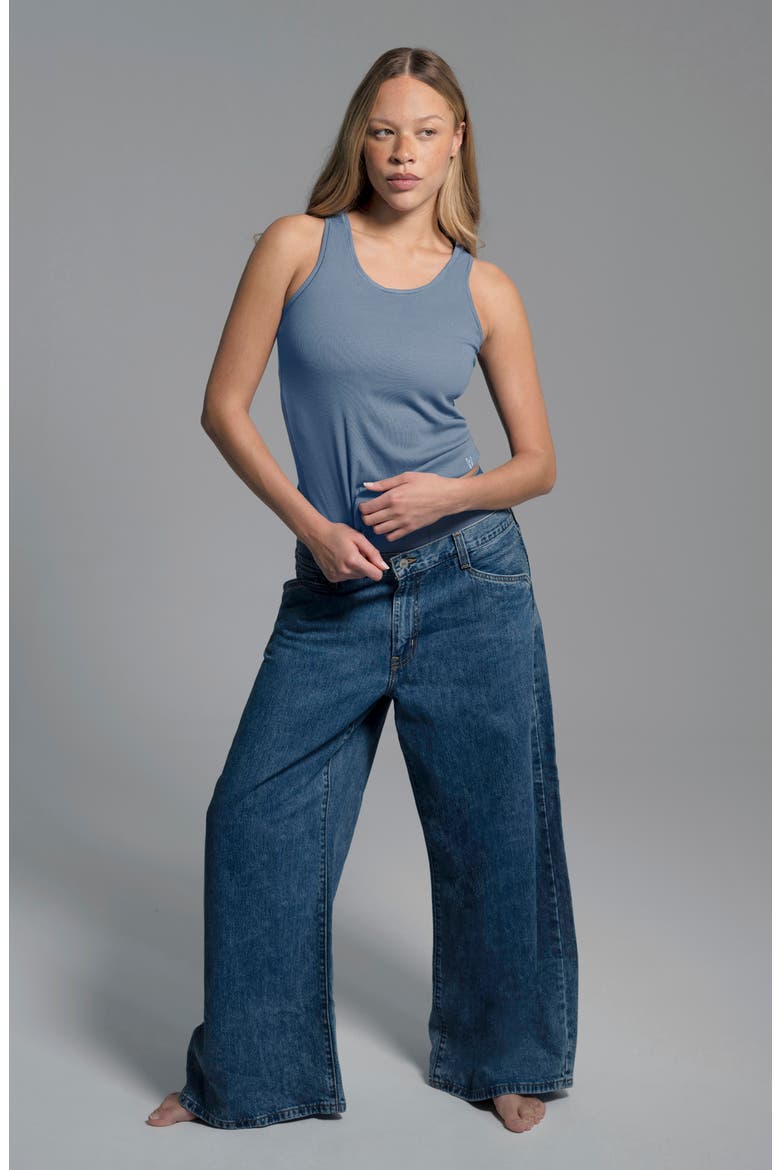 Pima Cotton Blend Rib Tank, Alternate, color, STEEL BLUE