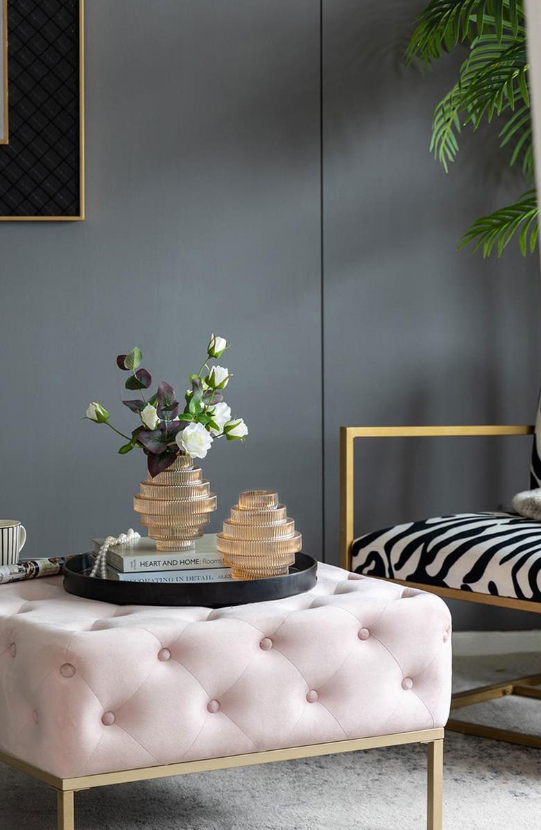 A & B Home Ribbed Geometric Vase, Alternate, color, Amber Luster