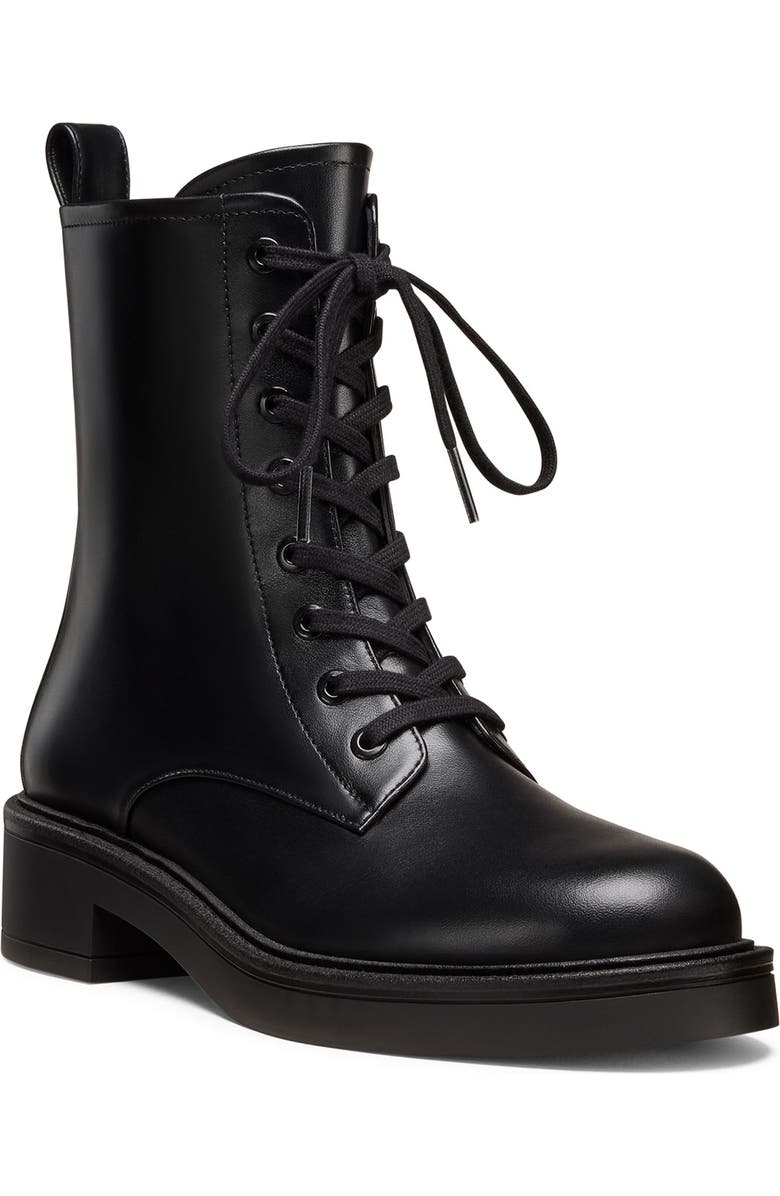 Stuart Weitzman Celia Lite Lace-Up Bootie, Main, color, Black
