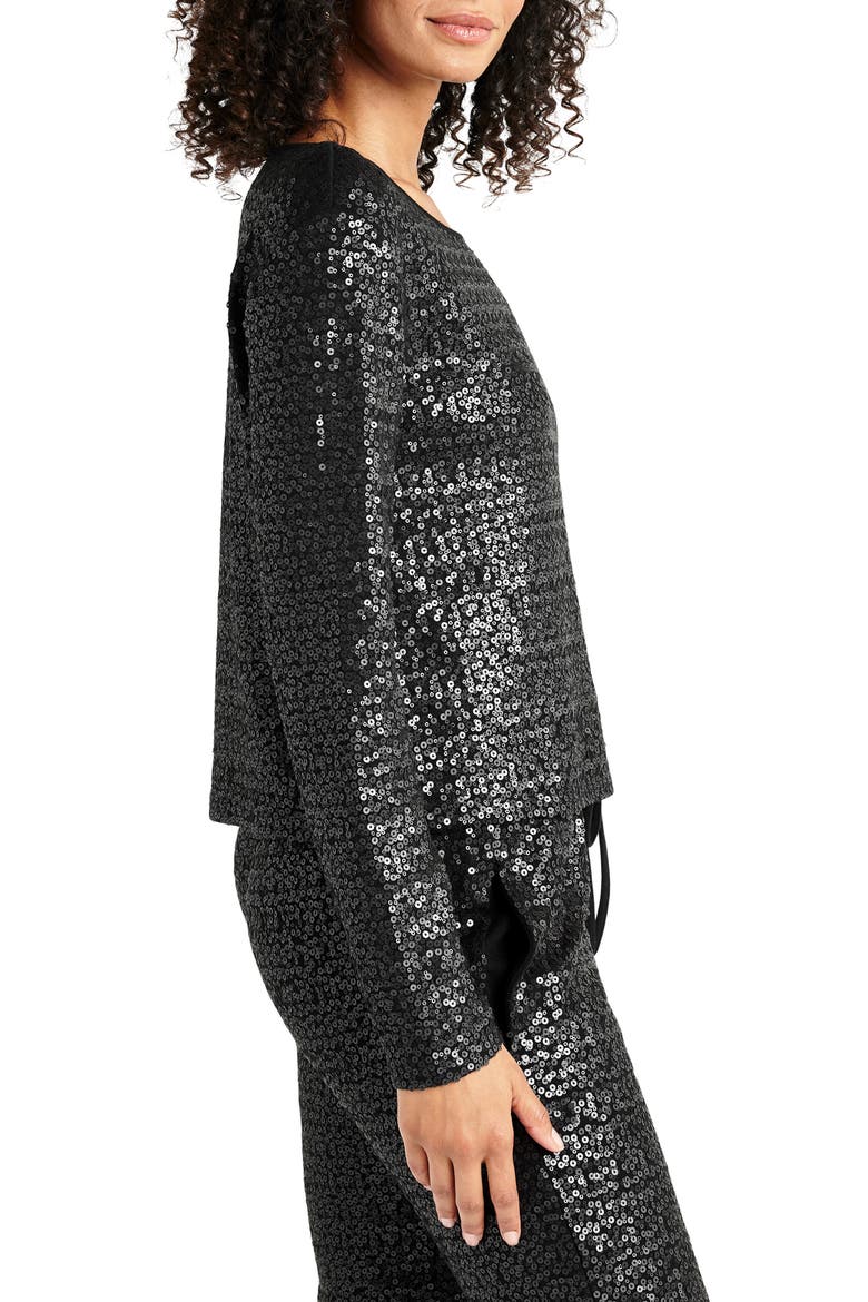 Tavi Sequin Long Sleeve Top, Alternate, color, BLACK