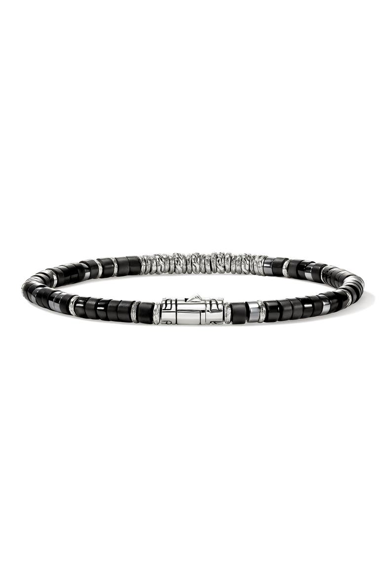 Men's Heishi Sterling Silver Onyx & Hematite Bracelet, Alternate, color, SILVER
