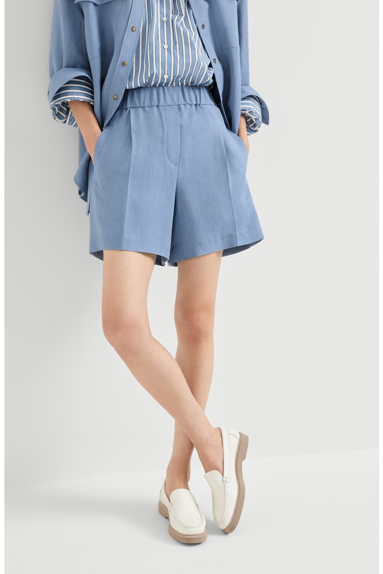 Fluid twill baggy shorts, Alternate, color, Azure