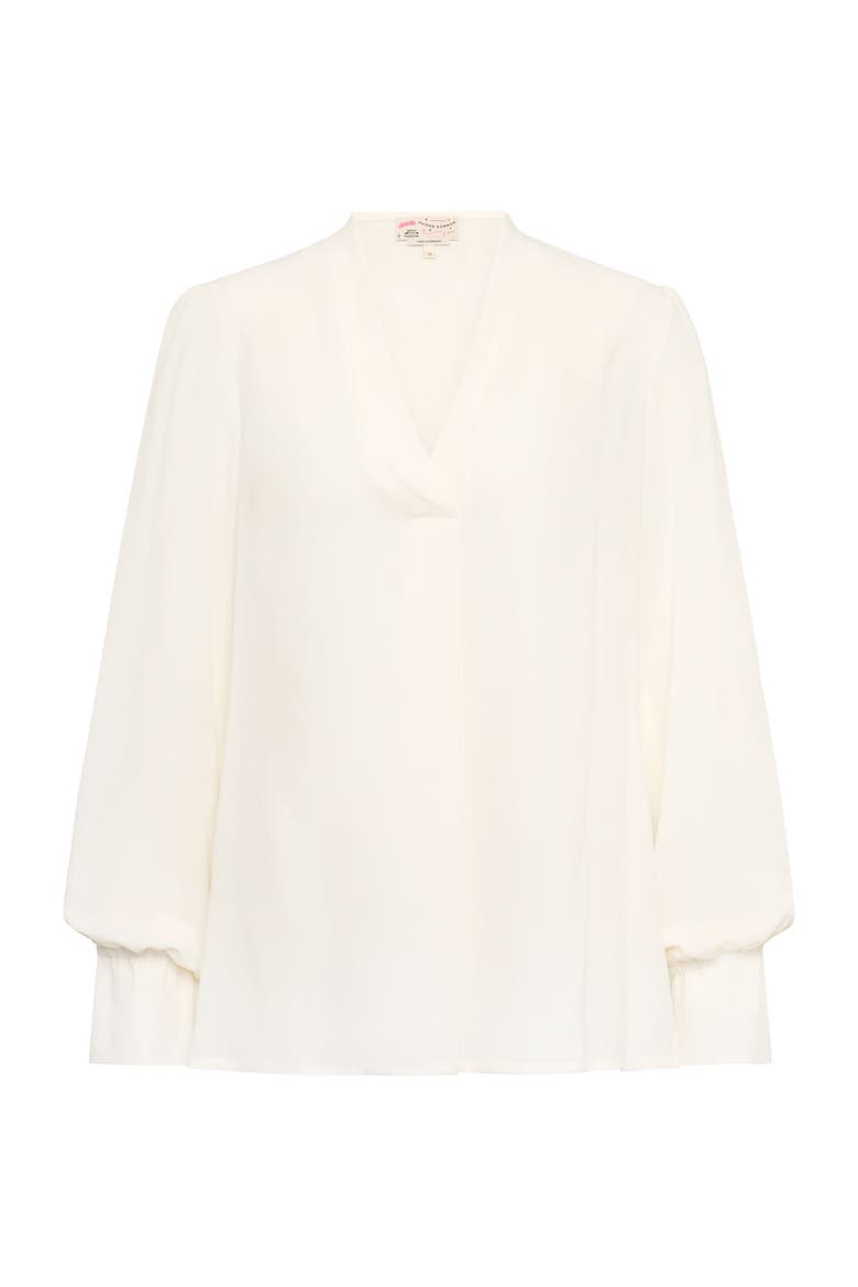 V-Neck Blouse With Long Sleeves, Main, color, Ecru