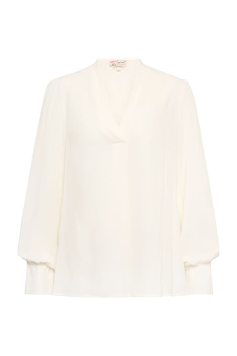 V-Neck Blouse With Long Sleeves