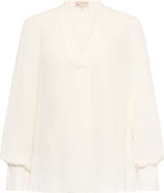 Maison Common V-Neck Blouse With Long Sleeves
