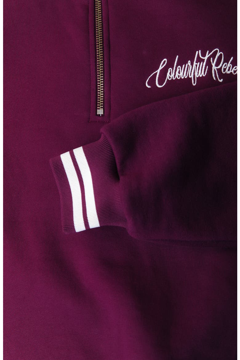 Uni Striped Cuff Zip Sweat, Alternate, color, Merlot Red