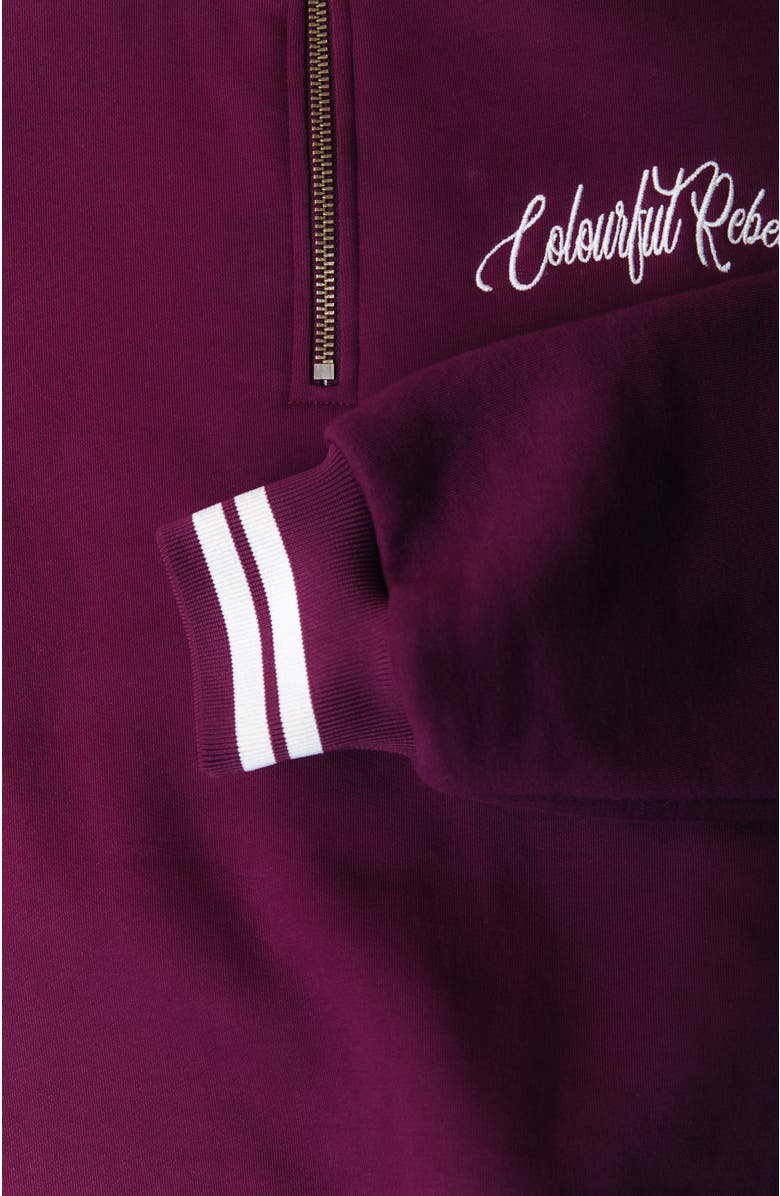 Colourful Rebel Uni Striped Cuff Zip Sweat, Alternate, color, Merlot Red