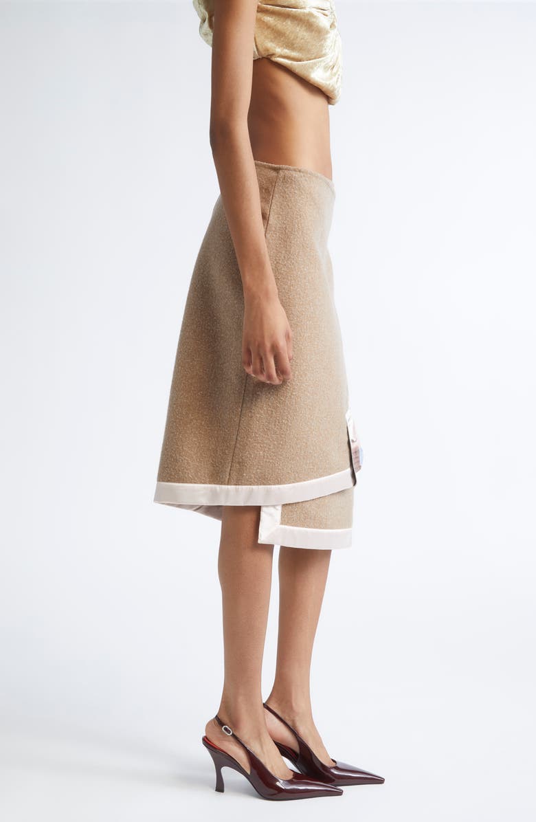 JULIE KEGELS Salome Asymmetric Wool Blend Wrap Skirt, Alternate, color, Camel