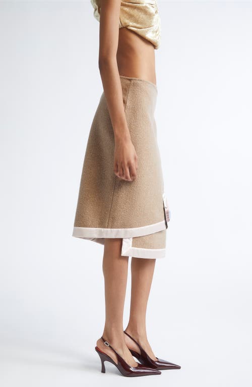 Julie Kegels Salome Asymmetric Wool Blend Wrap Skirt In Brown