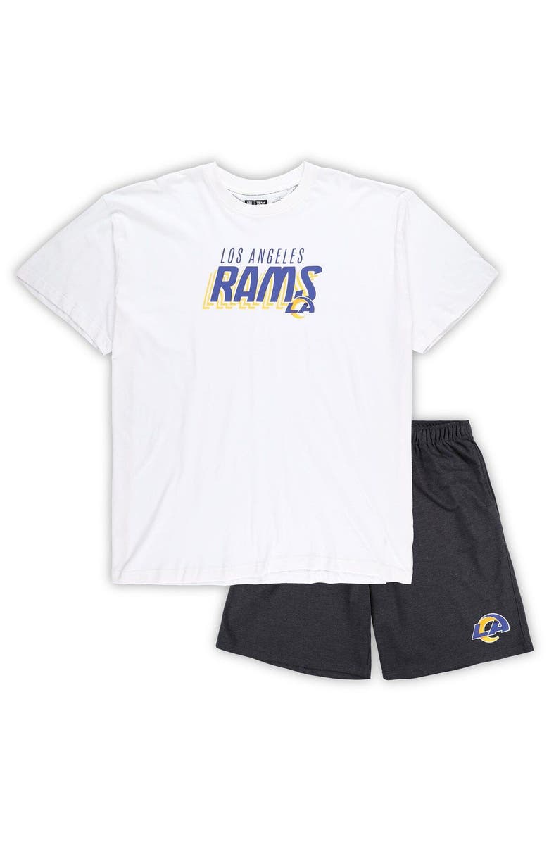 CONCEPTS SPORT Men's Concepts Sport White/Charcoal Los Angeles Rams Big & Tall T-Shirt and Shorts Set, Main, color, White