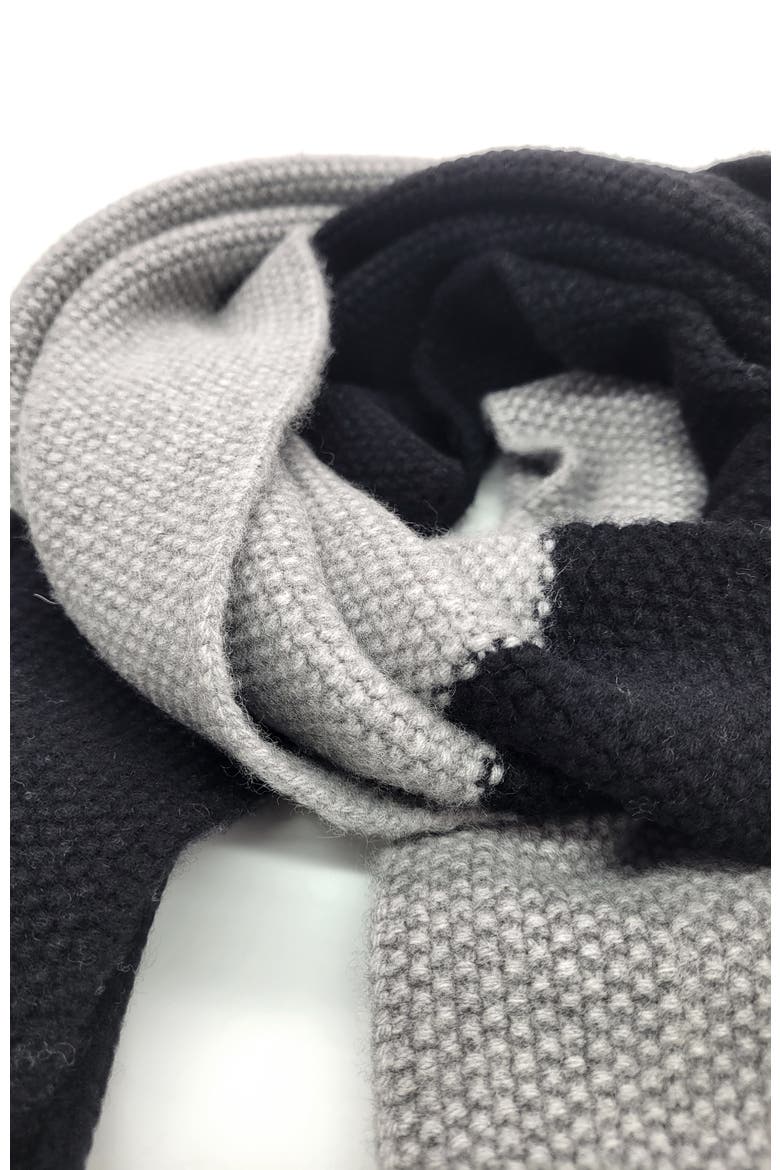 Cashmere color block scarf, Alternate, color, BLACK/LIGHT GREY