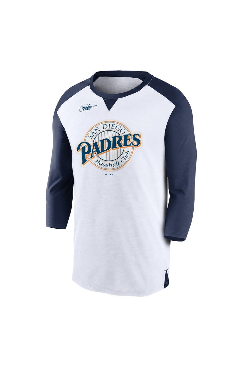 Nike Men's Nike White/Navy San Diego Padres Rewind 3/4-Sleeve T-Shirt, Alternate, color, 