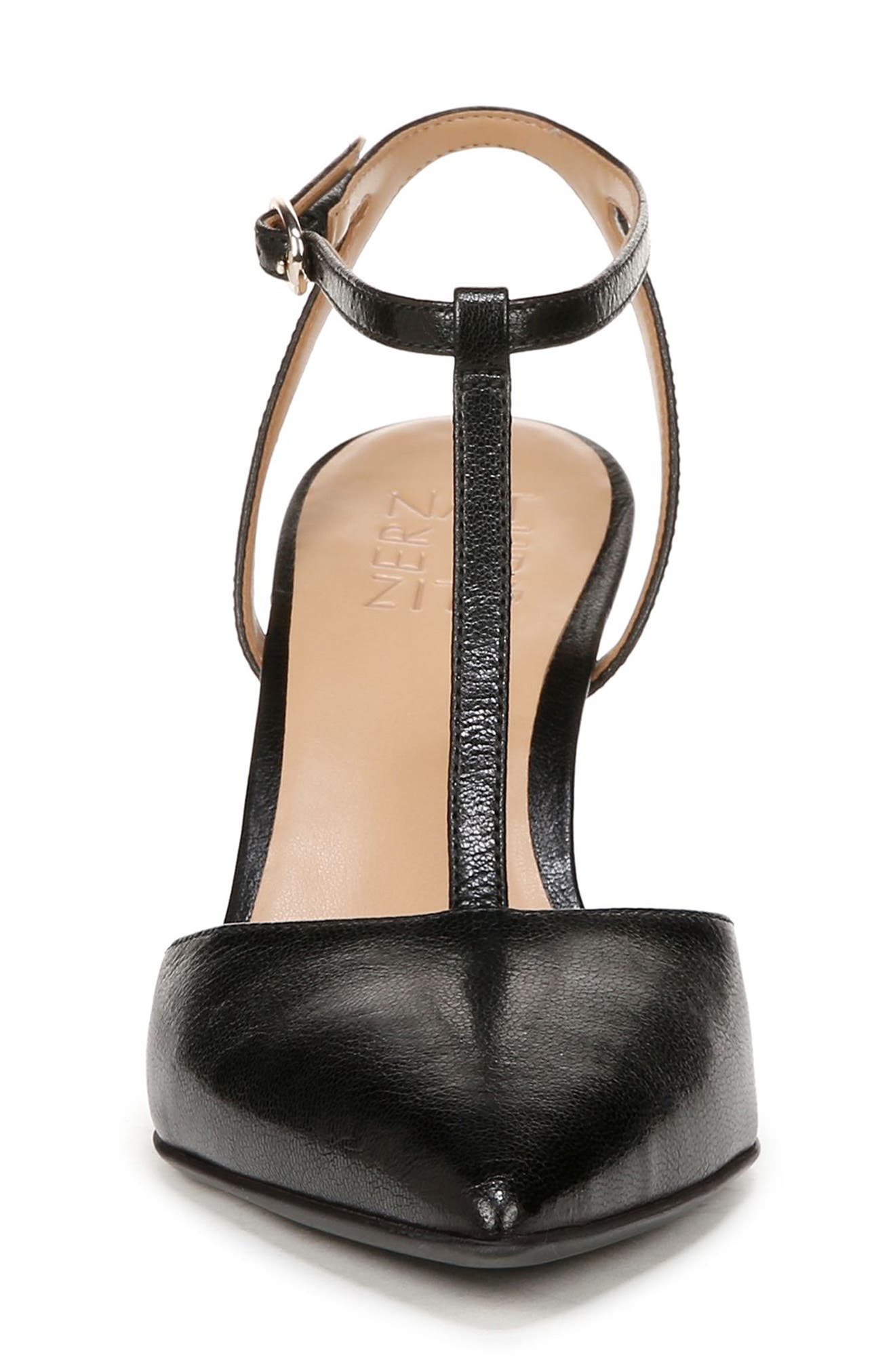 Naturalizer Astrid T-Strap Pointed Toe Pump, Alternate, color, Black Leather