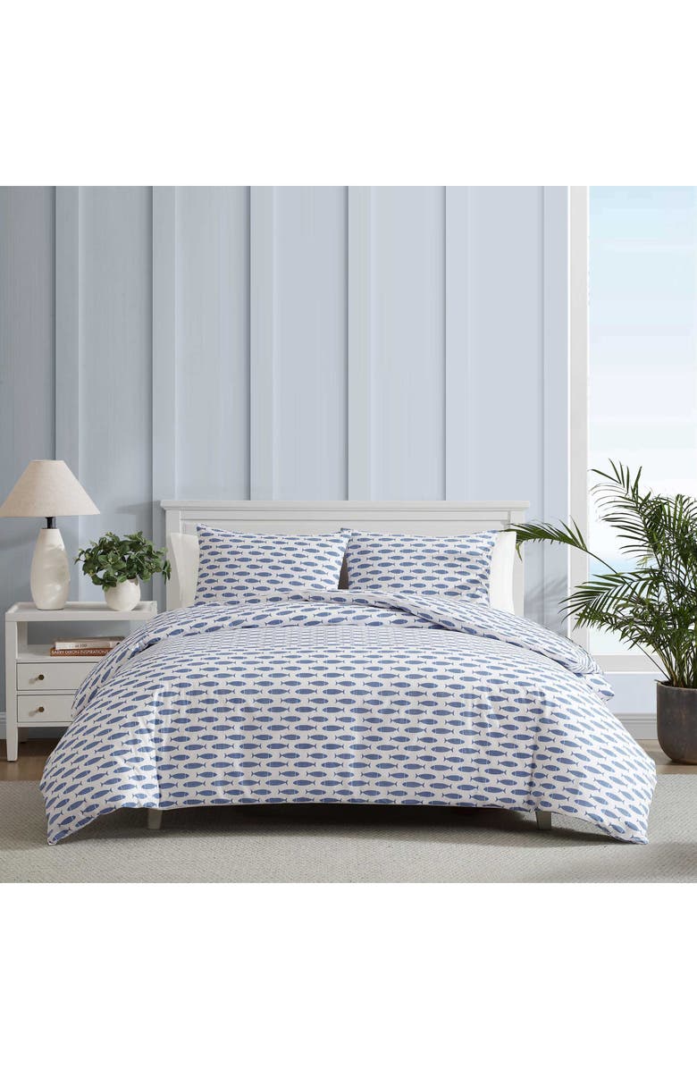 Nautica Fish Cotton Percale Duvet Set, Alternate, color, Blue
