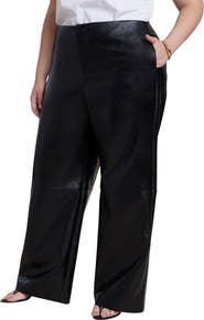 ELOQUII Adjustable Waist Faux Leather Wide Leg Pant