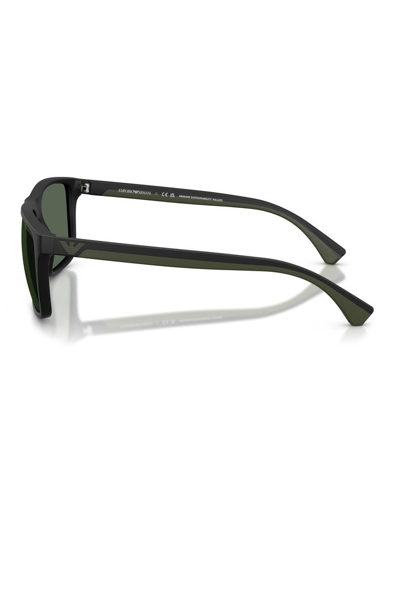 56mm Square Sunglasses, Alternate, color, MATTE BLACK / DARK GREEN