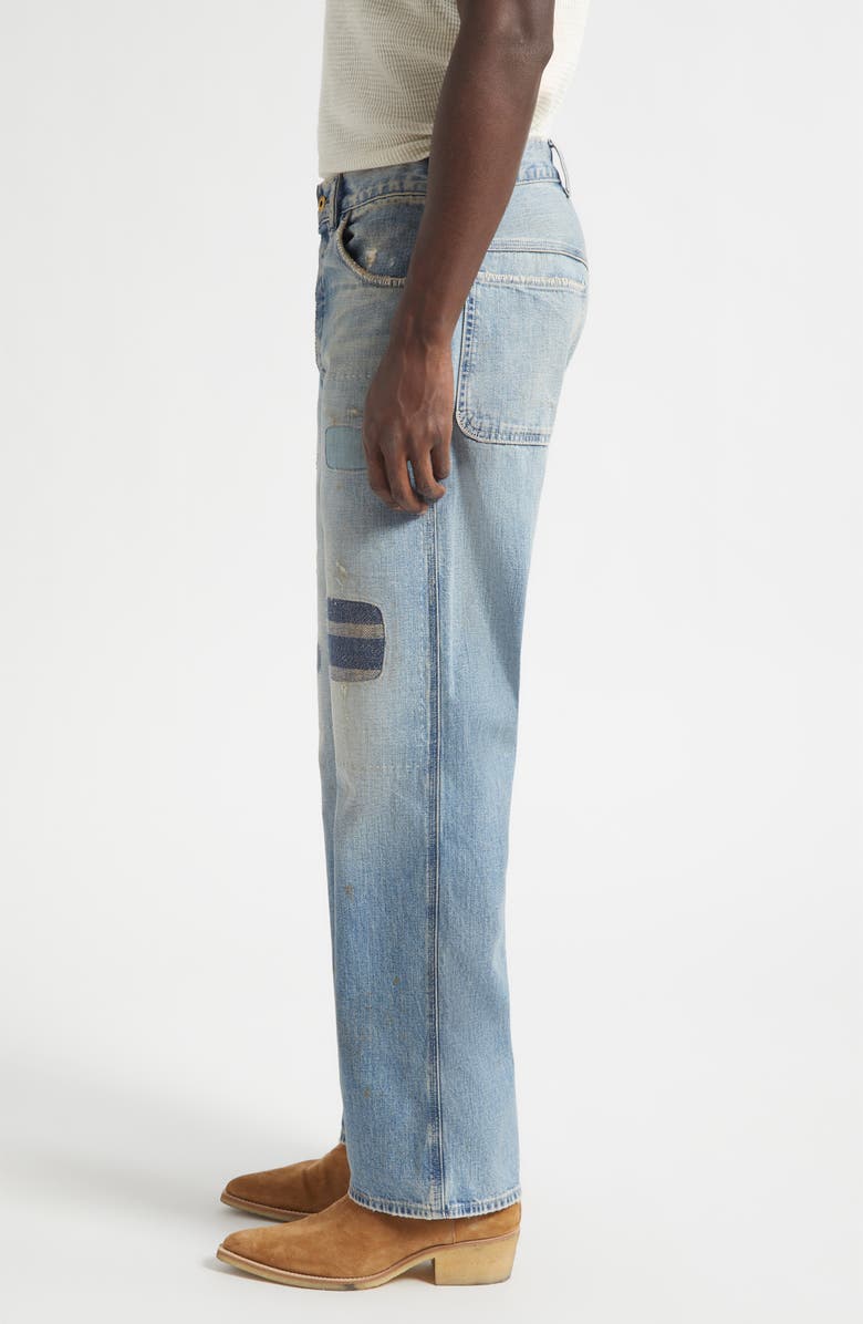 Double RL Relaxed Fit Repaired Carpenter Jeans, Alternate, color, Earlstone Wash
