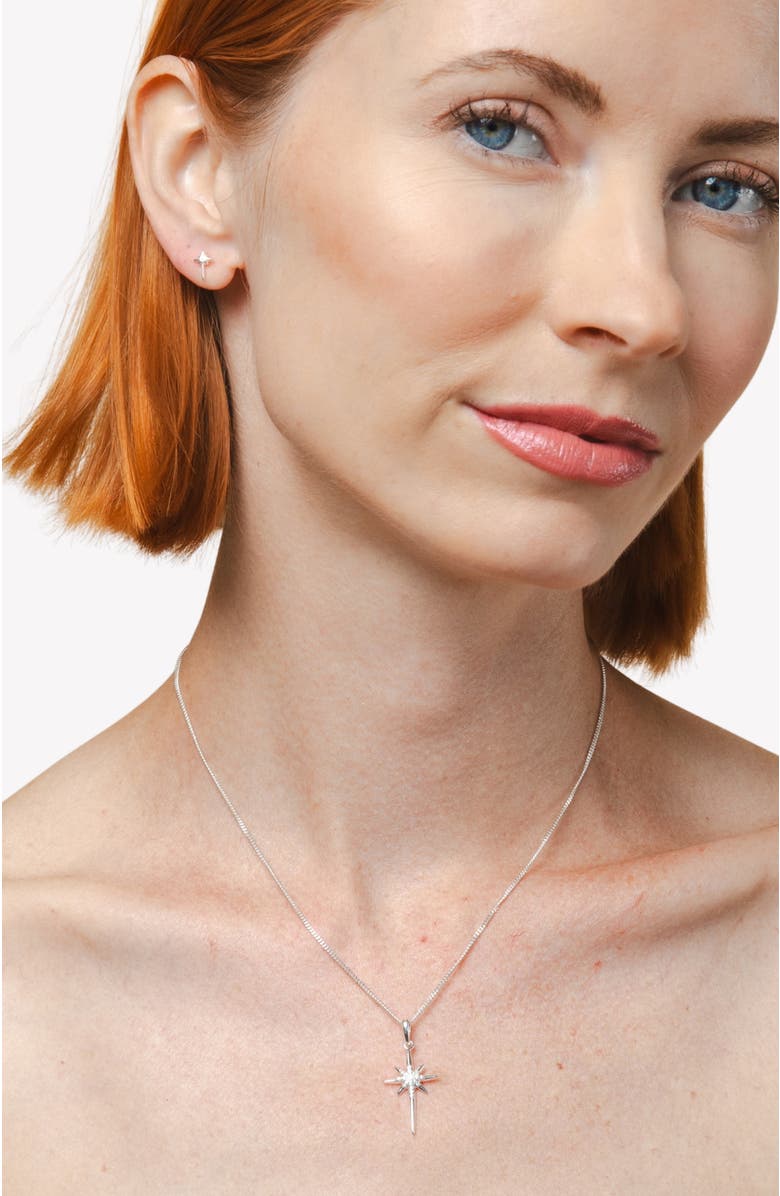 Rizen Jewelry Adoring Star Necklace, Alternate, color, Sterling Silver