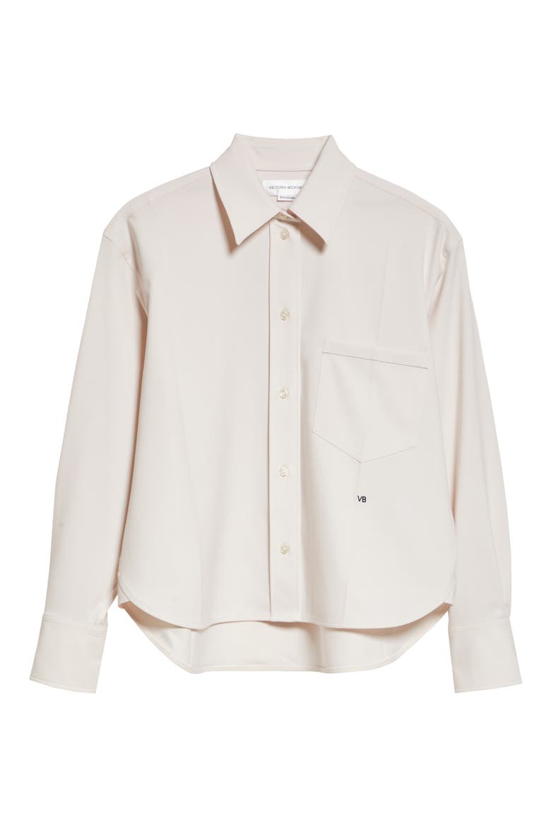 Long Sleeve Crop Button-Up Shirt, Alternate, color, BONE