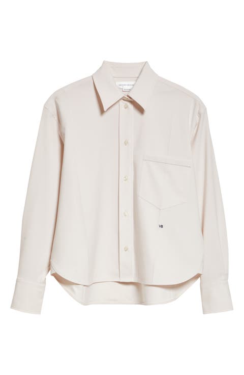 Long Sleeve Crop Button-Up Shirt