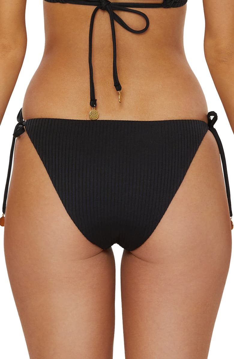 Isabella Rose Mallorca Side Tie Brazilian Bikini Bottoms, Alternate, color, Black