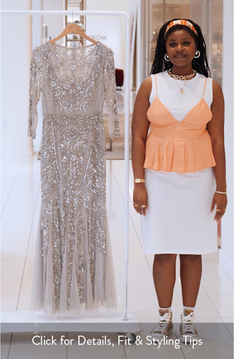 Beaded Chiffon Column Gown, sales video thumbnail