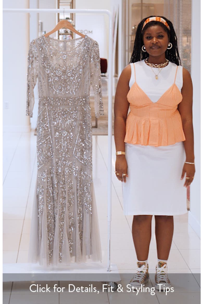 Beaded Chiffon Column Gown video