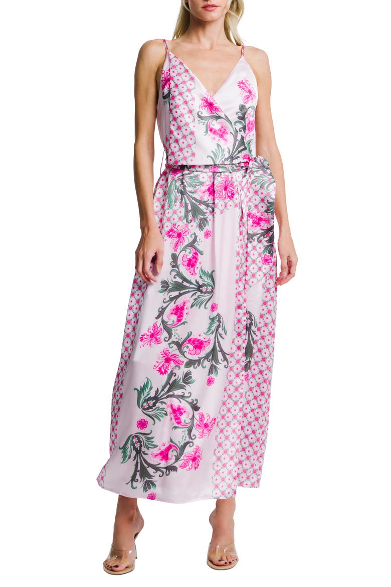 Clillian Floral Print Faux Wrap Dress, Main, color, PINK MULTI