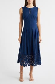 Sam Edelman Pintuck & Lace Detail Sleeveless Dress