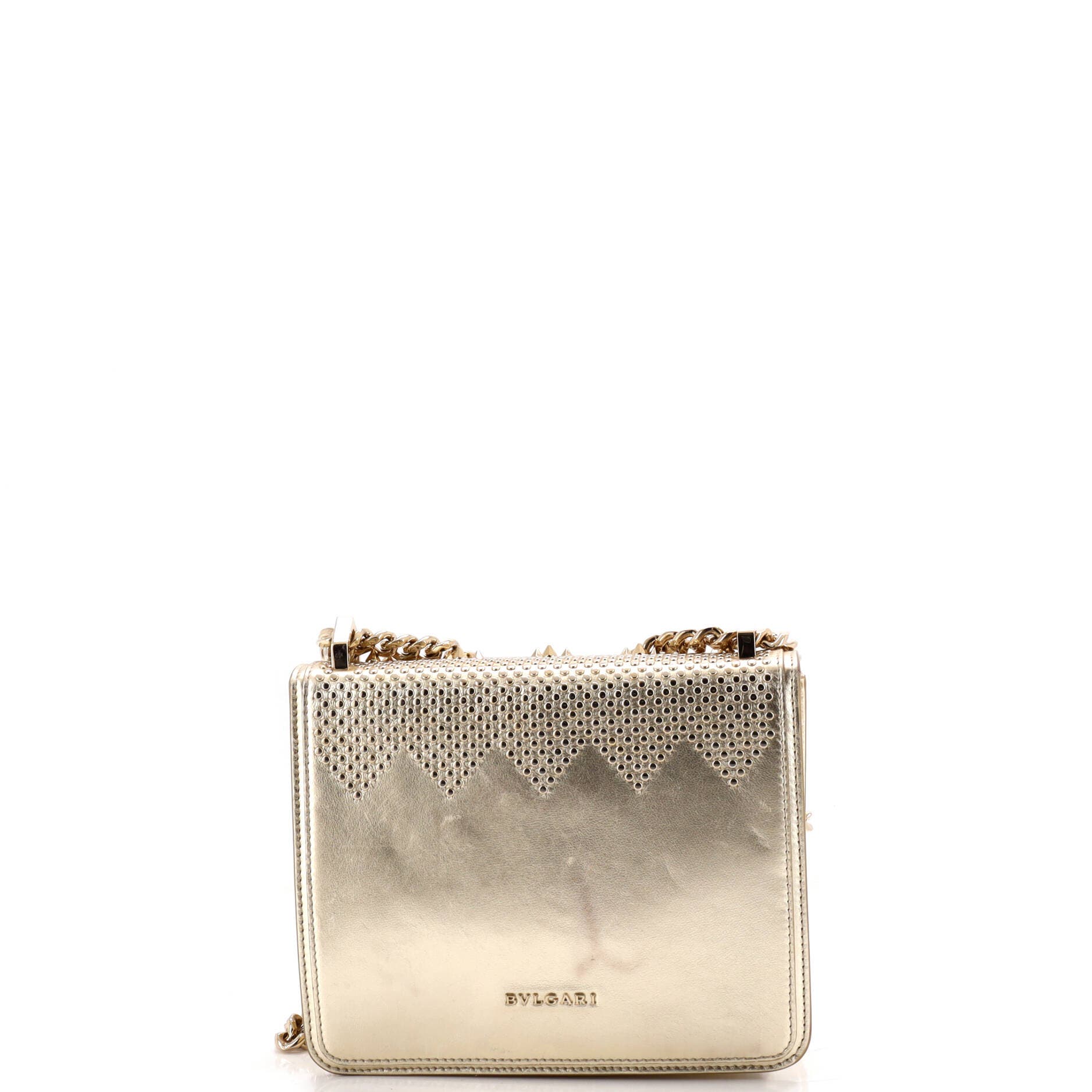 Serpenti Forever Square Shoulder Bag Full Studded Leather Small, Alternate, color, Metallic Gold