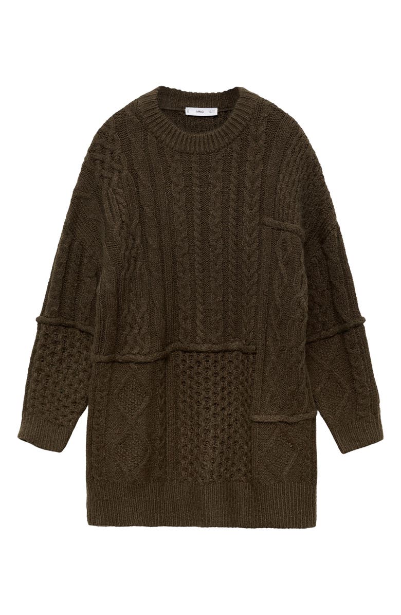 MANGO Long Sleeve Cable Stitch Sweater Dress, Main, color, 