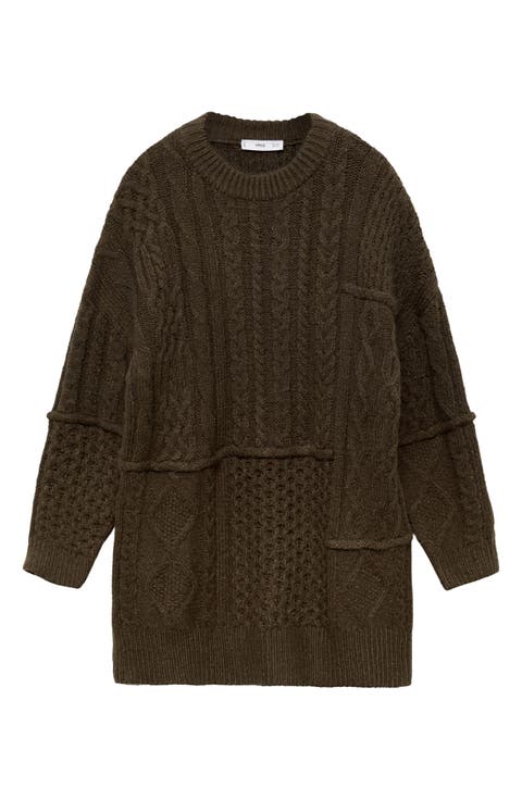 Long Sleeve Cable Stitch Sweater Dress