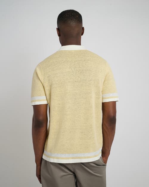 Onia Linen Knit Camp Shirt In Sunshine/white