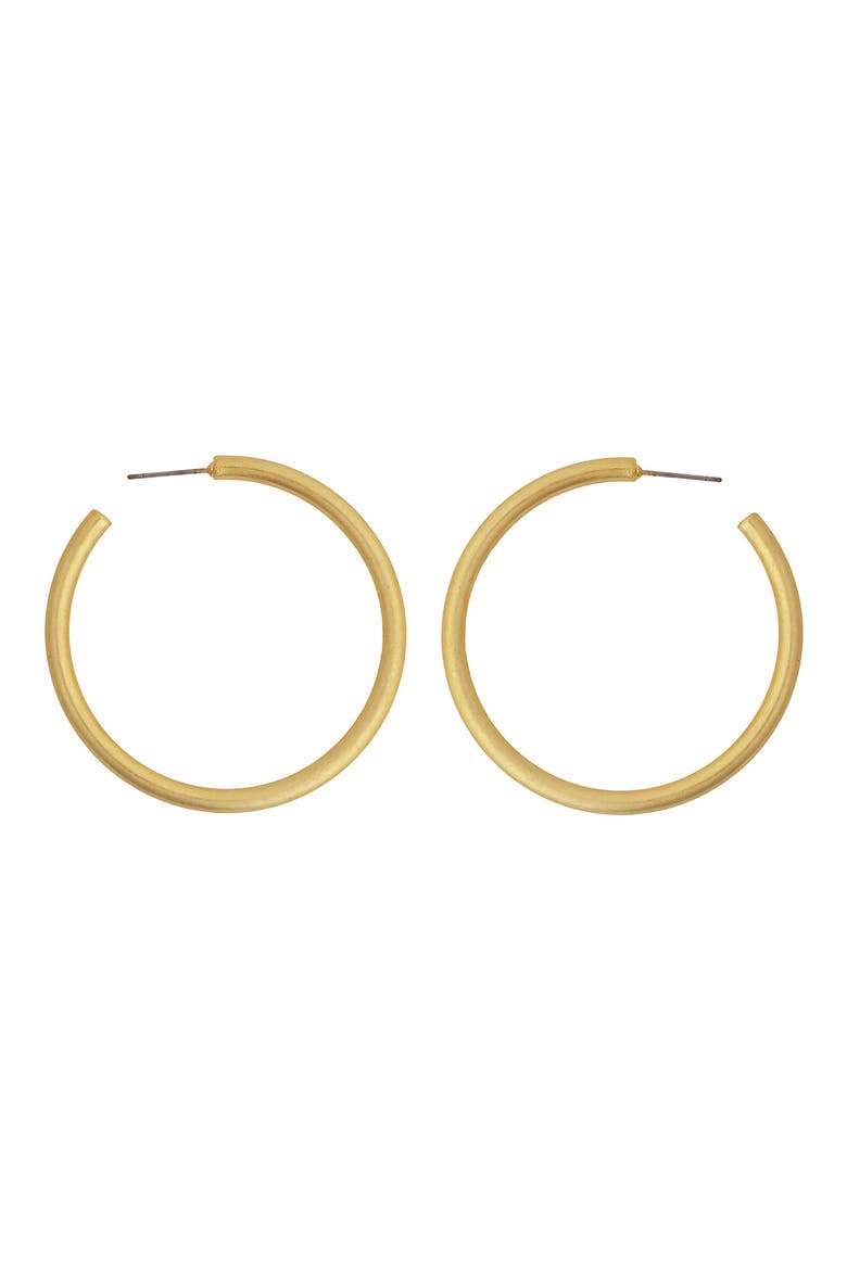 Brushed Hoop Earrings, Main, color, GOLD