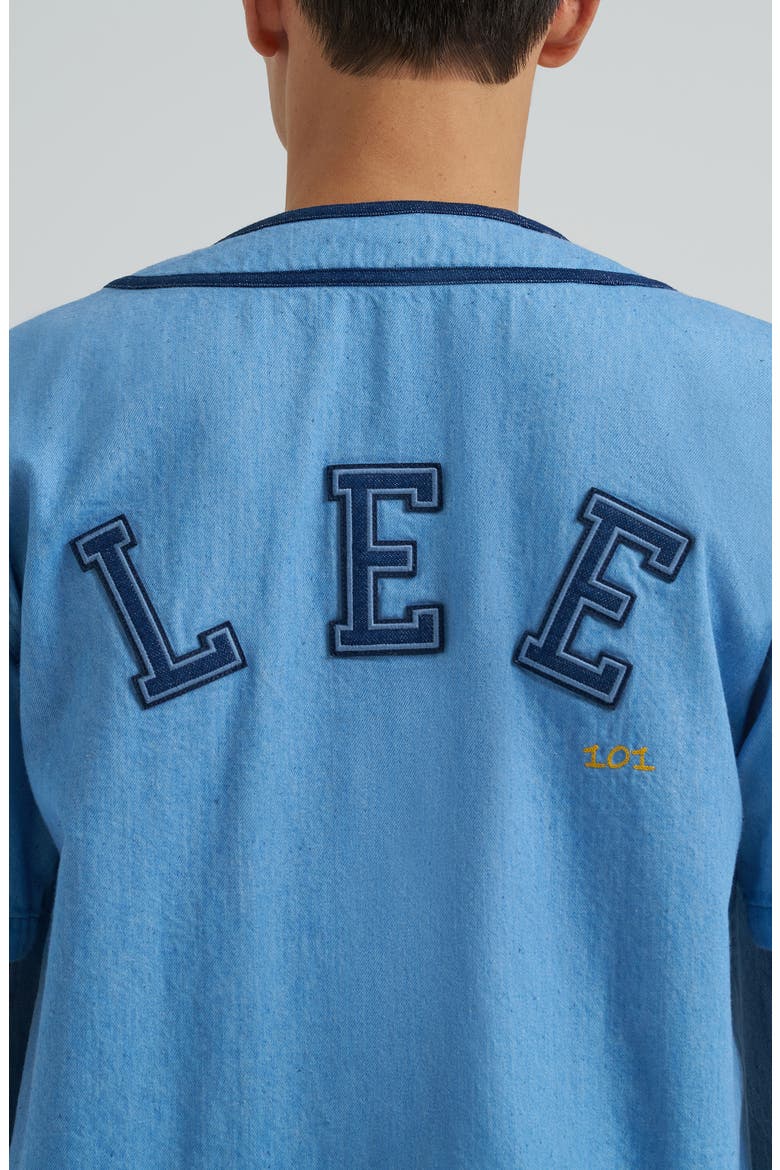 101 Denim Baseball Button-Up Shirt, Alternate, color, DRY LOW DIP