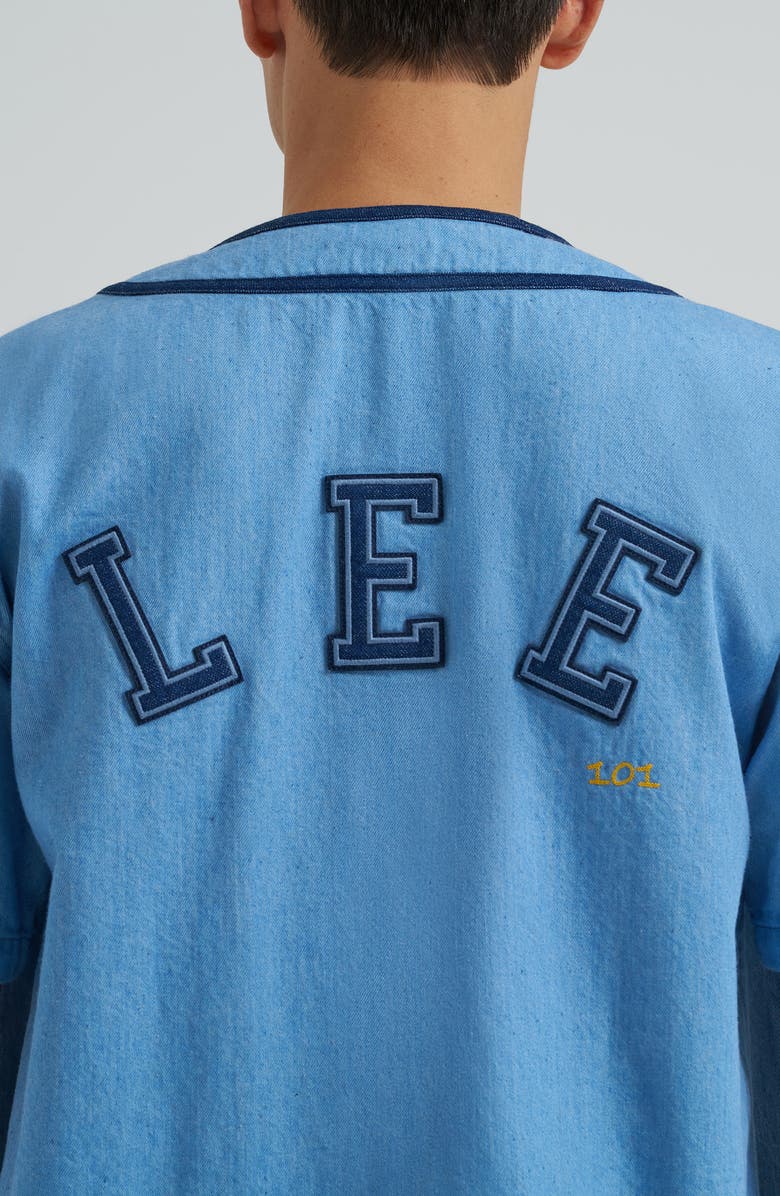 Lee 101 Denim Baseball Button-Up Shirt, Alternate, color, Dry Low Dip