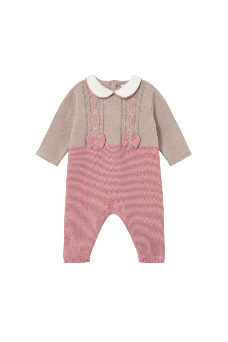 Tricot Romper with Bow Detail, Main, color, Pink