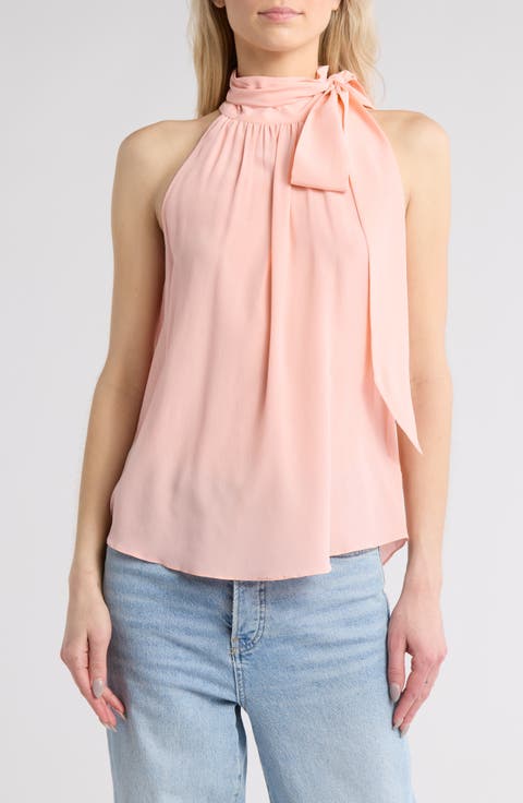 Tie Neck Silk Halter Top