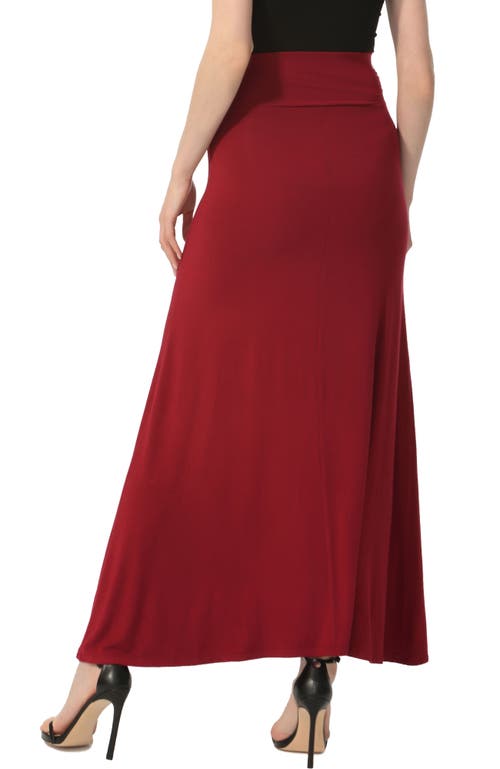 Kimi & Kai Waist Ruched Maxi Skirt In Wine