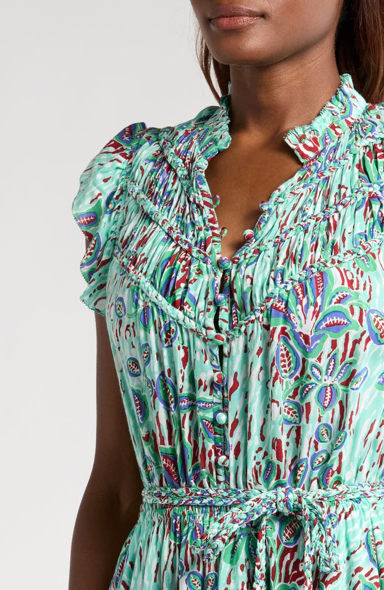 Poupette St Barth Callie Print Cover-Up Minidress, Alternate, color, Mint Exotic Forest