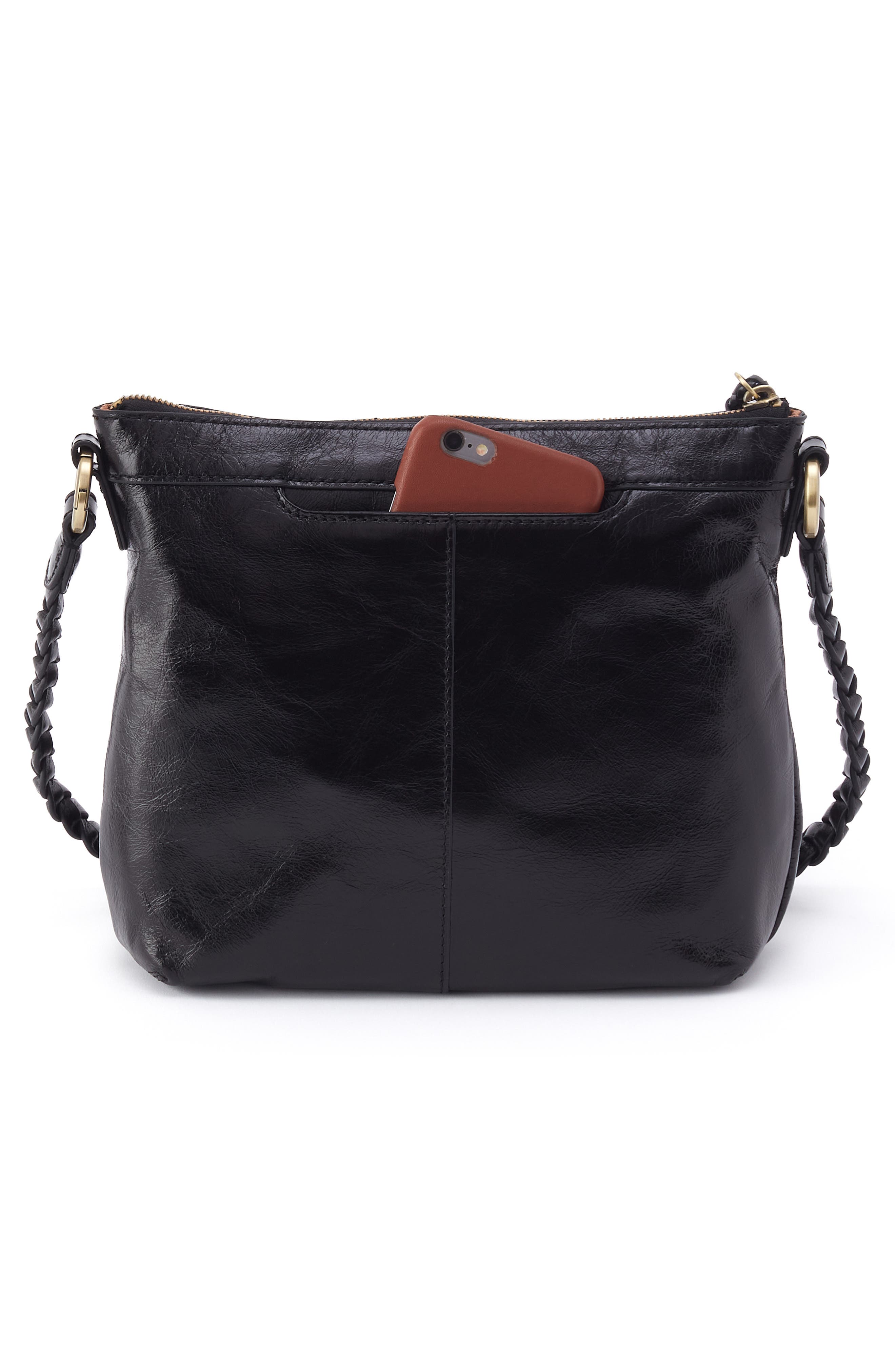 HOBO Medium Lasso Leather Crossbody Bag, Alternate, color, Black