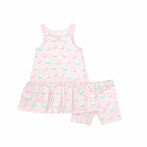 Norani Kids Organic Drop Waist Dress With Matching Biker Shorts In Macarons