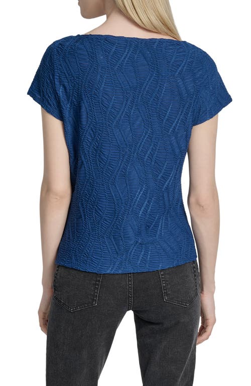 Dkny Texture Knit Top In Blue
