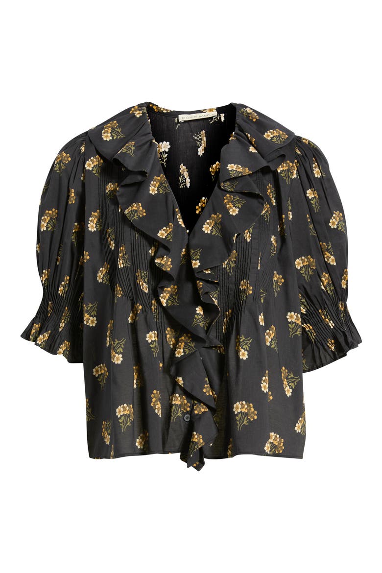 Henri Ruffle V-Neck Top, Alternate, color, BUTTERCUP BOUQUET