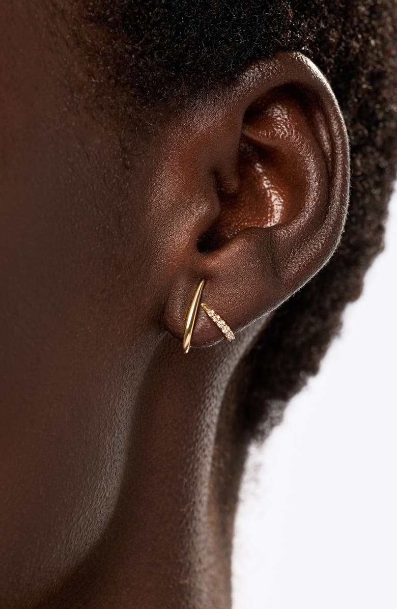 Ana Luisa Solid Yellow Gold - Diamond Aurora Huggie Studs, Alternate, color, Gold