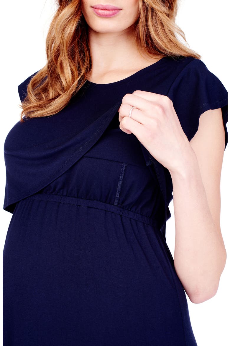 Ingrid & Isabel® Maternity/Nursing Midi Dress, Alternate, color, CHARCOAL HEATHER