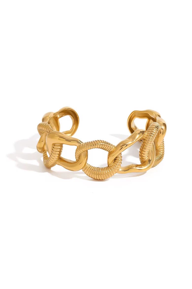 Natalie Hollow Chain Cuff Bracelet, Main, color, Gold