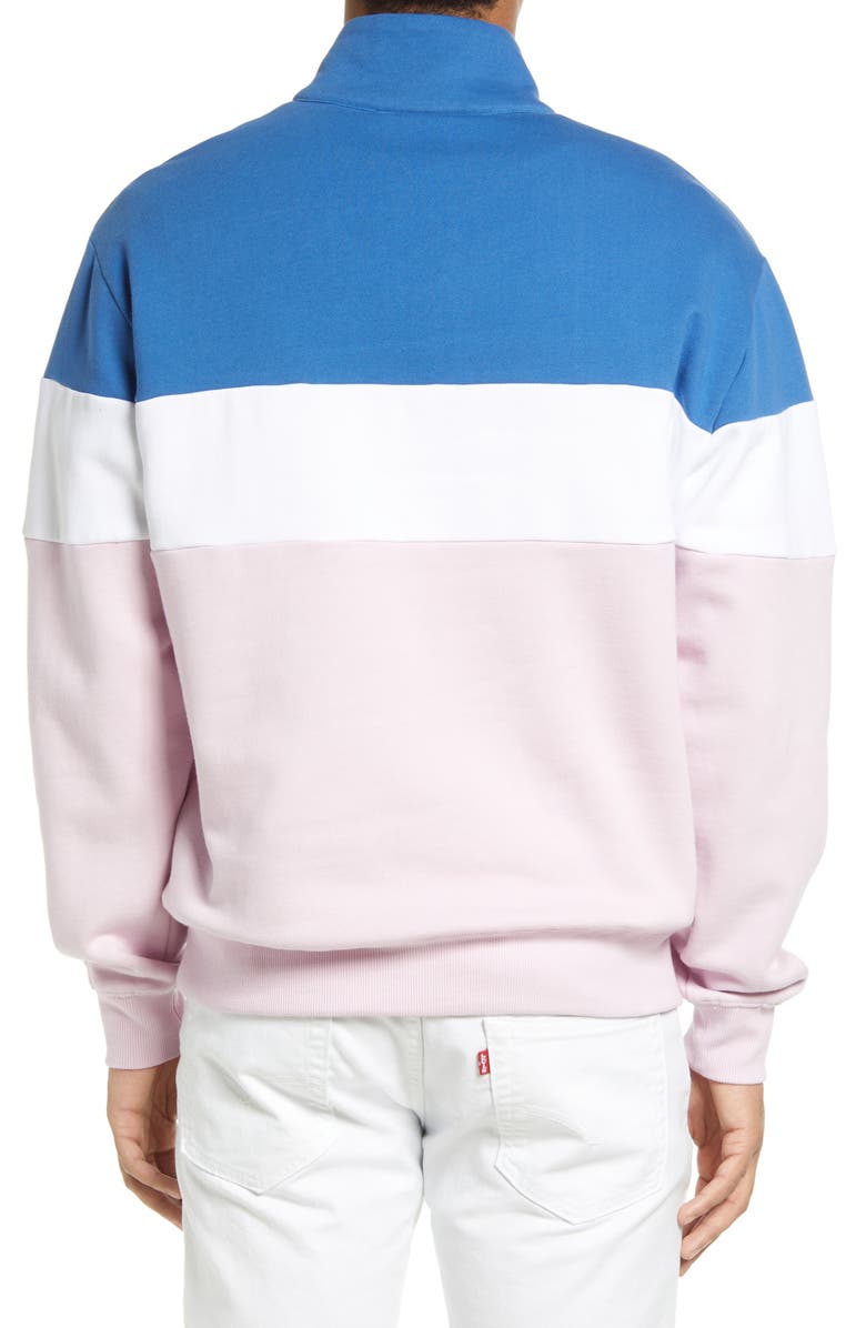 GUESS ORIGINALS Go Reynolds Colorblock Half Zip Cotton Blend Sweatshirt, Alternate, color, 