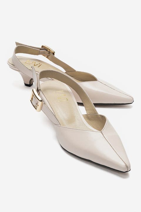 Dioris Leather Slingback Kitten Heel Pump